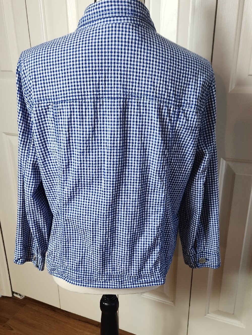 Ruby Rd. Blue Gingham Button-Front Shirt Jacket - Picture 4 of 8